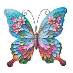 Decoratie|ohgreen Vlinder met bloemen wand decoratie 16,8x18cm