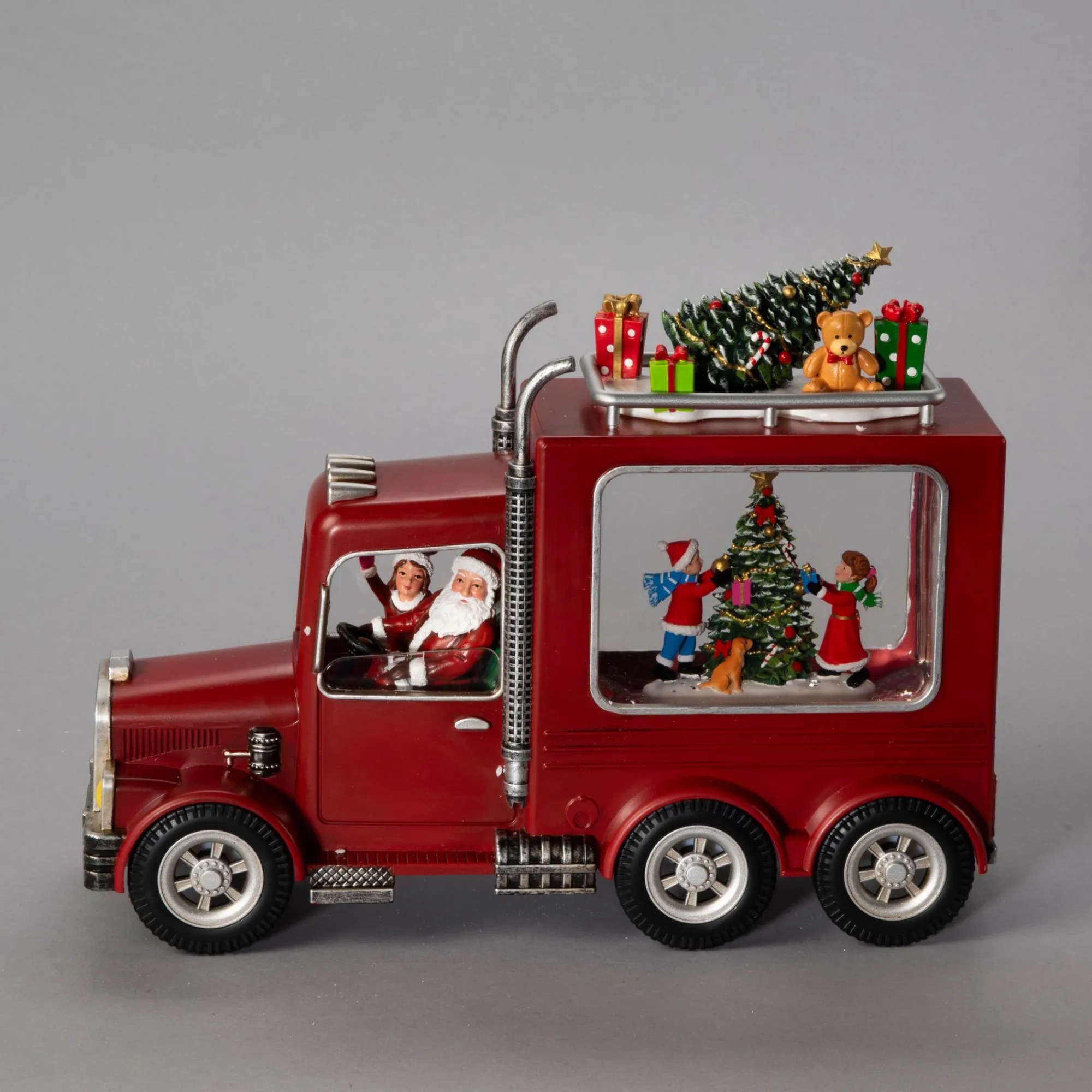 Deco Verlichting Binnen|ohgreen Waterspinner truck met kerstman led warmwit voor binnen